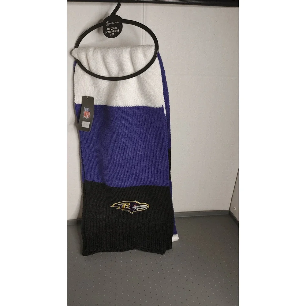 Little Earth NFL Scarf Glove Set Unisex OS Purple NWT Baltimore Ravens Tri-Color